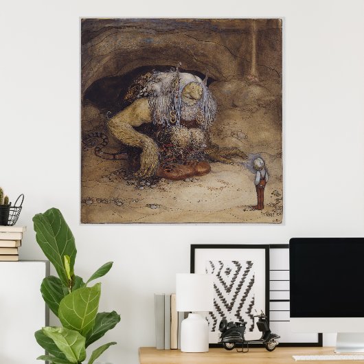 John Bauer - The boy who never was afraid ポスター (ホームオフィス)