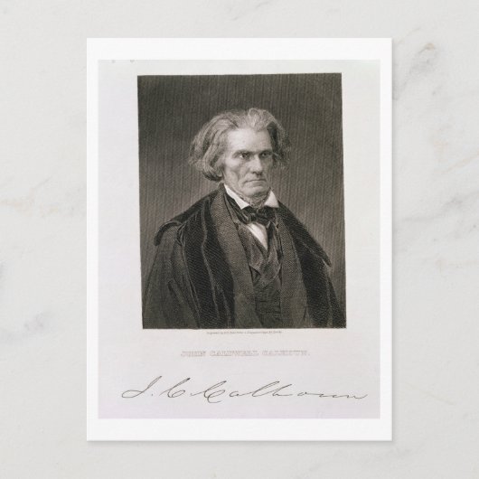 John Caldwell Calhoun、Henry Bryan Halによる彫刻 ポストカード (正面)