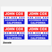 John Coxカリフォルニア州知事2018 人気がある年 長方形シール (シート)