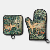 John Dearle "Greenery" Deer & Rabbit Pattern 鍋つかみ&鍋敷きセット (正面)
