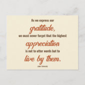 John F. Kennedyによる感謝祭引用文(両面) ポストカード (正面)