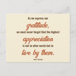 John F. Kennedyによる感謝祭引用文（両面） ポストカード