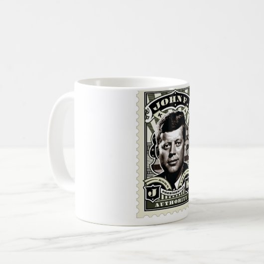John F Kennedyのヴィンテージのスタンプの芸術 コーヒーマグカップ (正面左)