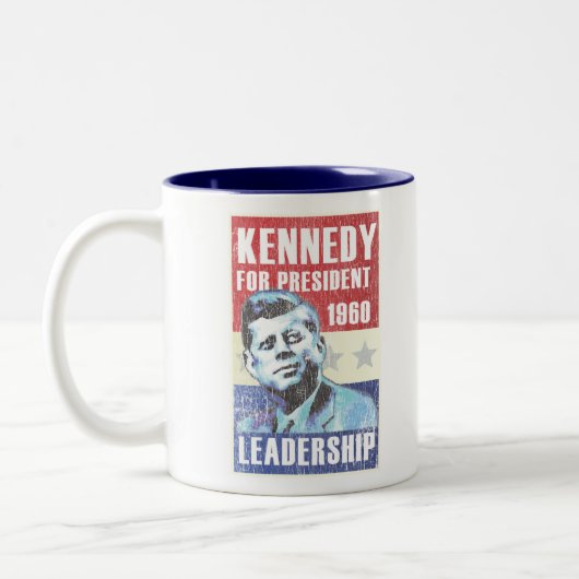 John F Kennedyの歴史的で大統領のなポスター ツートーンマグカップ (左)