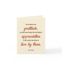 John F. Kennedy Dinnerによる感謝祭引用文