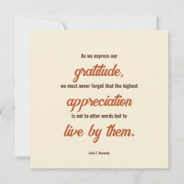 John F. Kennedy Dinnerによる感謝祭引用文 招待状