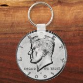 John F Kennedy Half Dollarコインのキーチェーン。 キーホルダー (正面)