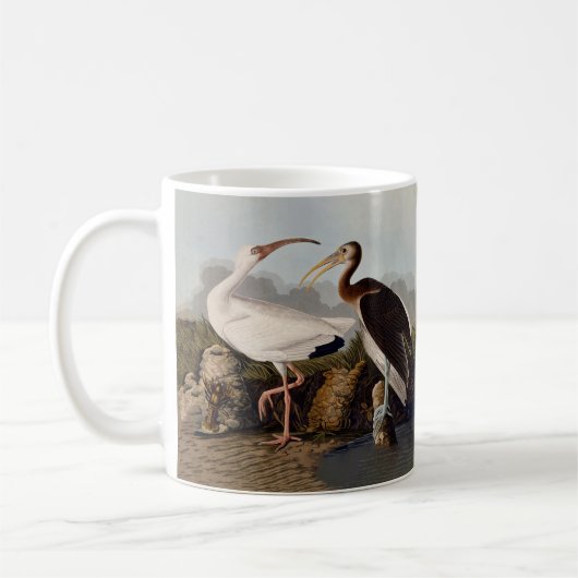 John James Audubon White Ibis Bird Print Classic コーヒーマグカップ (左)