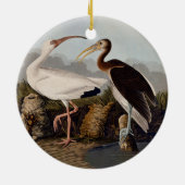 John James Audubon White Ibis Bird Print Classic セラミックオーナメント (裏面)