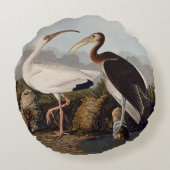 John James Audubon White Ibis Bird Print Classic ラウンドクッション (裏面)