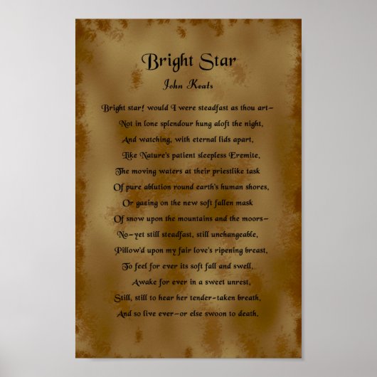 John Keats, Bright Star ポスター (正面)