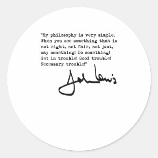 John Lewis Get in Trouble black T-shirt ラウンドシール