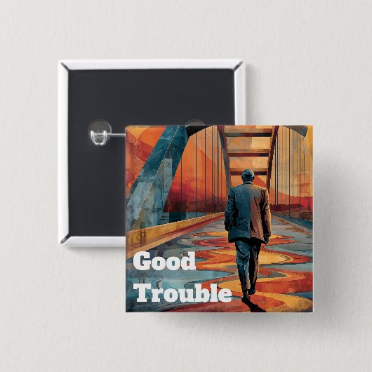 John Lewis Good Trouble Bridge Crossing 缶バッジ (正面&裏面)