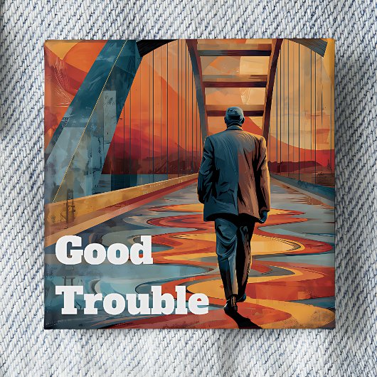 John Lewis Good Trouble Bridge Crossing 缶バッジ