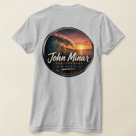John Minar 写真 & 音楽 Tシャツ (レイダウン裏面)