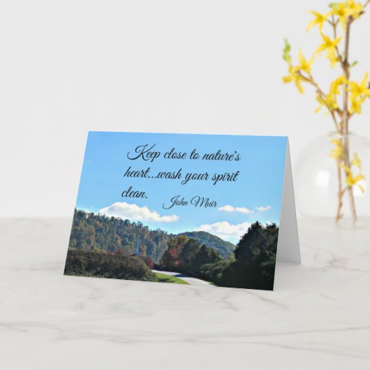 John Muirによる引用文:保自然のハートに近い カード (黄色い花)