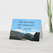 John Muirによる引用文:保自然のハートに近い カード (正面)