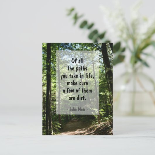 John Muir引用文の土道を写真で撮影 ポストカード (スタンド正面)