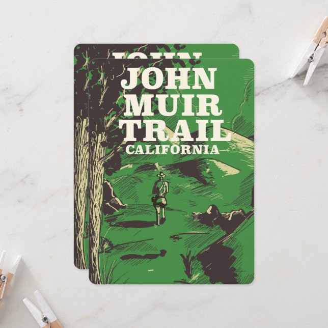 John Muir Trail California旅行ポスター。 (正面/裏面インサイチュ)