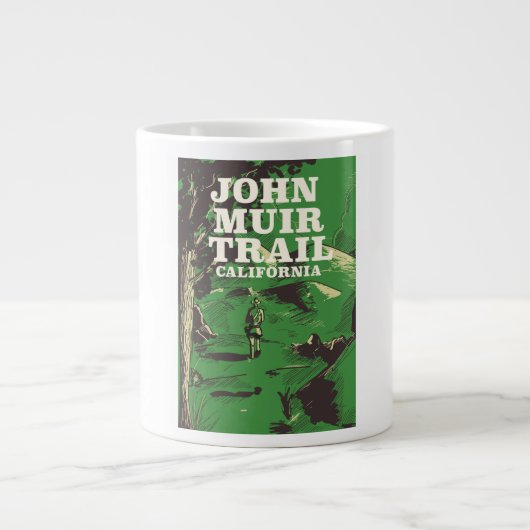 John Muir Trail California旅行ポスター。 ジャンボコーヒーマグカップ (正面)