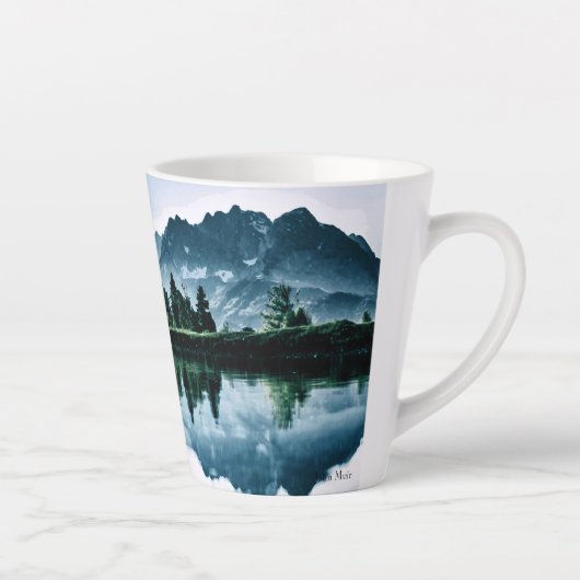 John Muir Wordsによる美しい山の景色 カフェラテマグ (右)