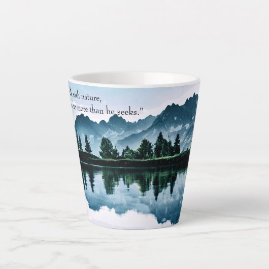 John Muir Wordsによる美しい山の景色 カフェラテマグ (正面)