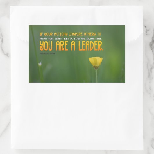 John Quincy Adams感動的引用文「リーダー」 長方形シール (バッグ)