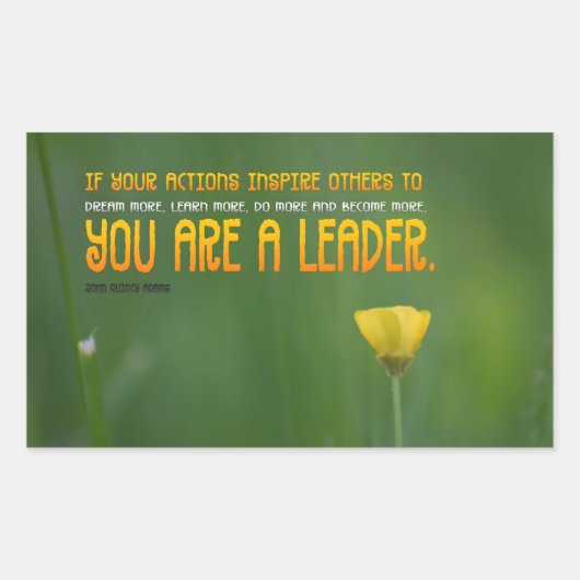 John Quincy Adams感動的引用文「リーダー」 長方形シール (正面)