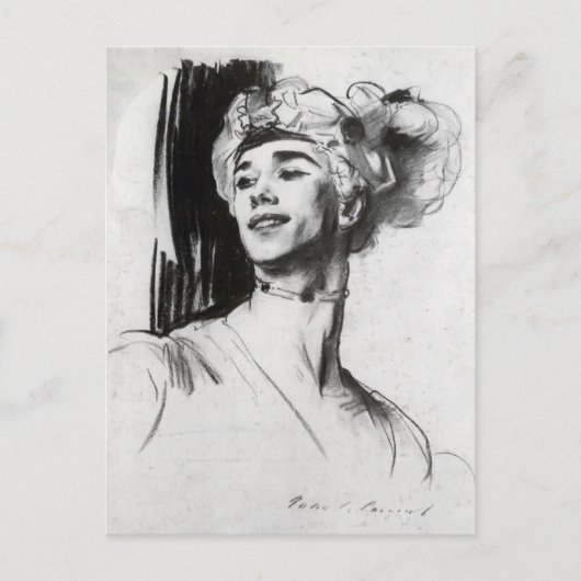 John Sargent: Vaslav Nijinsky in Le Pavillon ポストカード (正面)