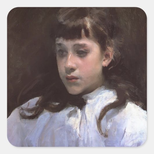 John Sargent-Young Girl WITH White Muslin Bluse スクエアシール (正面)