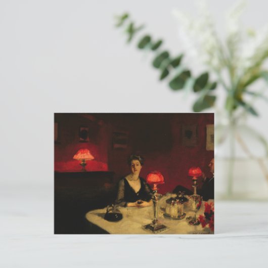 John Singer Sargent - A Dinner Table at Night ポストカード (スタンド正面)