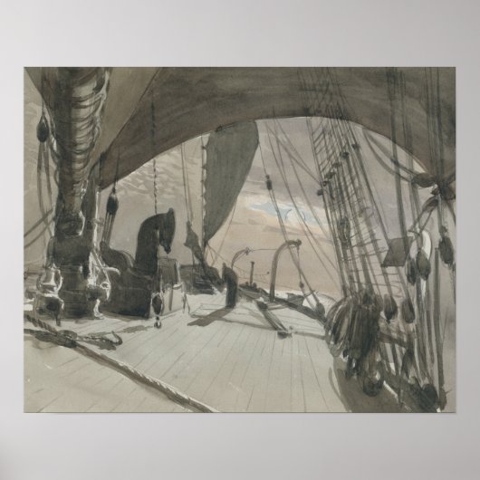 John Singer Sargent - Deck of Ship in Moonlight ポスター (正面)