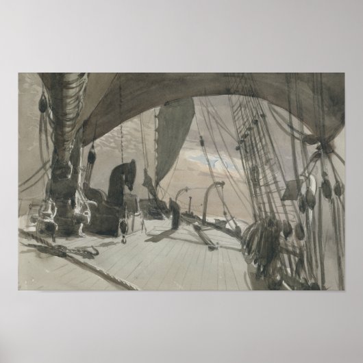 John Singer Sargent - Deck of Ship in Moonlight ポスター (正面)