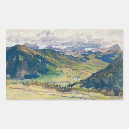 John Singer Sargent - Open Valley, Dolomites 長方形シール (正面)