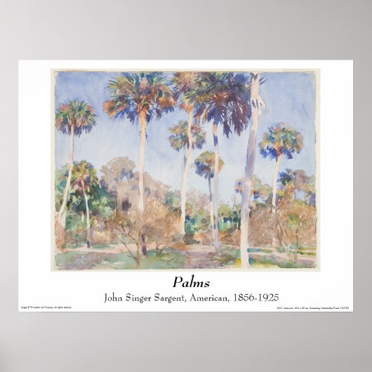 John Singer Sargent Watercolor - Palms ポスター (正面)
