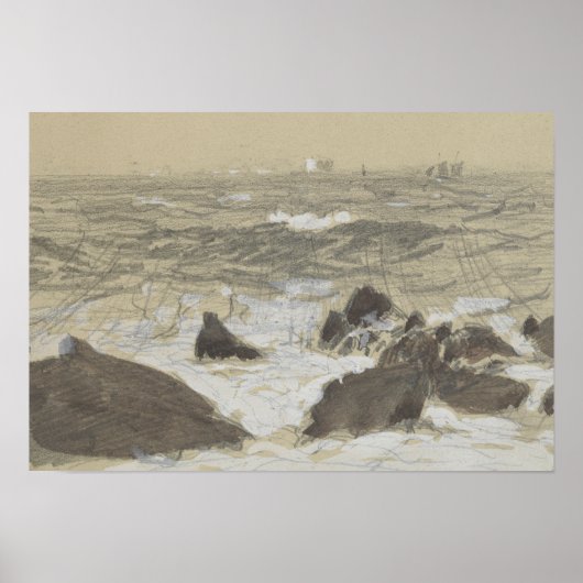 John Singer Sargent - Waves Breaking on Rocks ポスター (正面)
