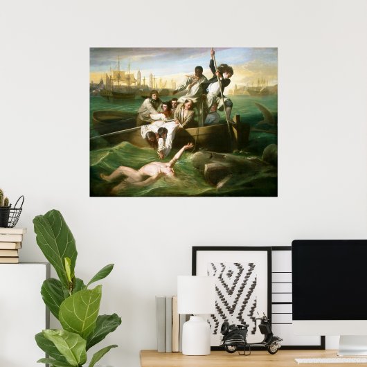 John Singleton CopleyによるWatsonとShark ポスター (ホームオフィス)