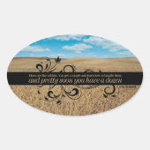 John Steinbeck感動的引用文「アイディア」 楕円形シール (正面)