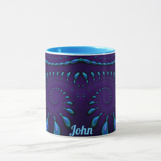JOHN to GLOSSY 3D Zany Blue Fractal to Mug マグカップ (中央)