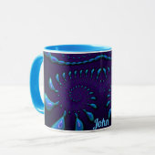 JOHN to GLOSSY 3D Zany Blue Fractal to Mug マグカップ (正面左)