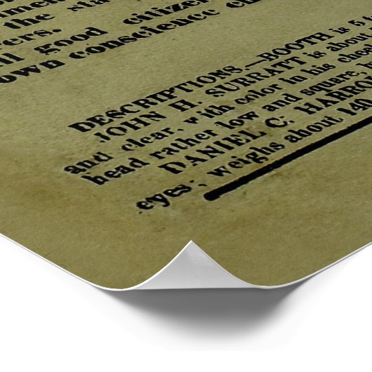 John Wilkes Booth Wanted Poster ポスター (角)