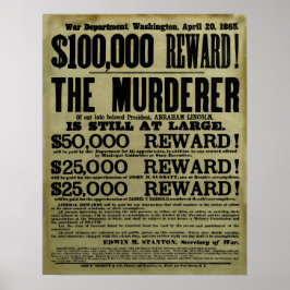 John Wilkes Booth Wanted Poster ポスター