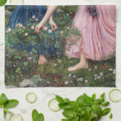 John William Waterhouse、レディースピッキングバラ キッチンタオル (折り畳み)