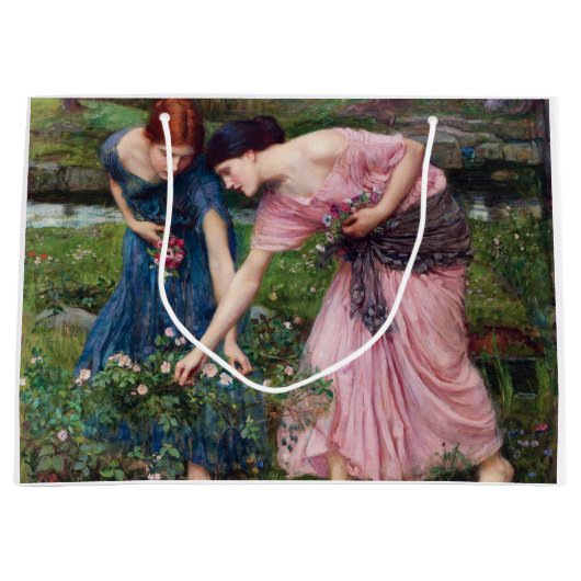 John William Waterhouse、レディースピッキングバラ ラージペーパーバッグ (正面)