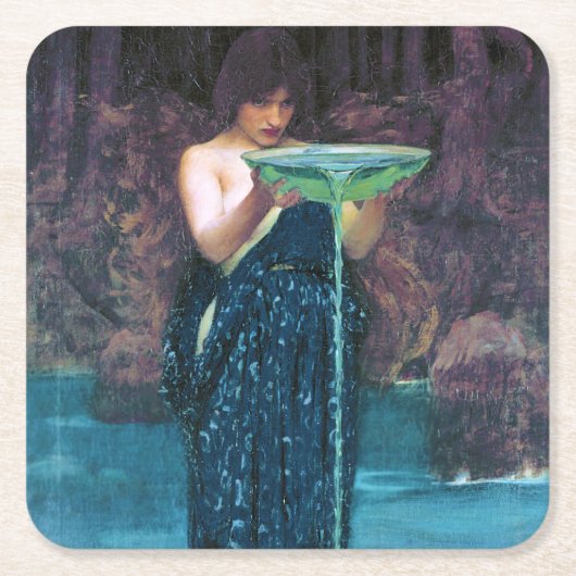 John William Waterhouse、嫉妬の循環 スクエアペーパーコースター (正面)
