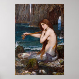 John William Waterhouse 1900 Smallによる人魚 ポスター
