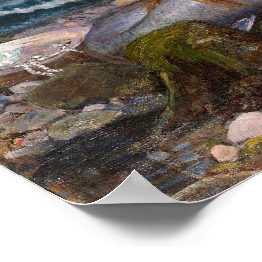 John William Waterhouse 1900 Smallによる人魚 ポスター (角)