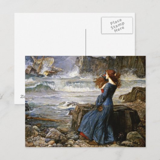 John William Waterhouse - Miranda - The Tempest ポストカード (正面/裏面)