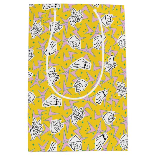 Johnny Bravo Characters Pattern ミディアムペーパーバッグ (正面)