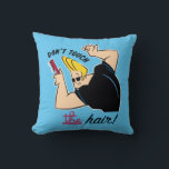Johnny Bravo Comb - Don't Touch The Hair! クッション<br><div class="desc">Check out Johnny Bravo combing his hair,  featuring the words: "Don't Touch The Hair!".</div>